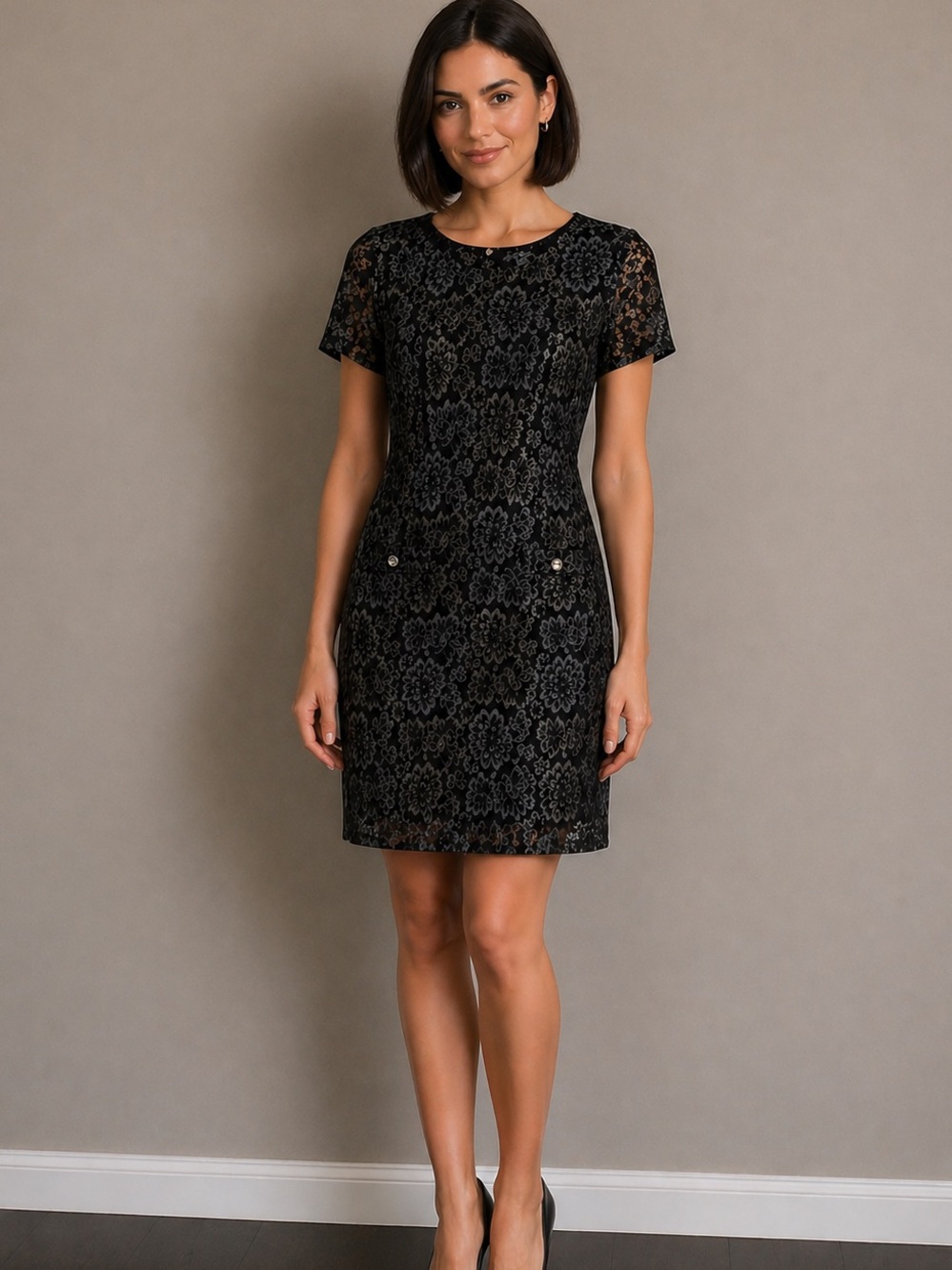Tommy Hilfiger Black Floral Lace Mini Dress